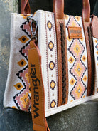 close up detail wrangler bag