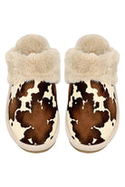 cow print slippers beige and brown