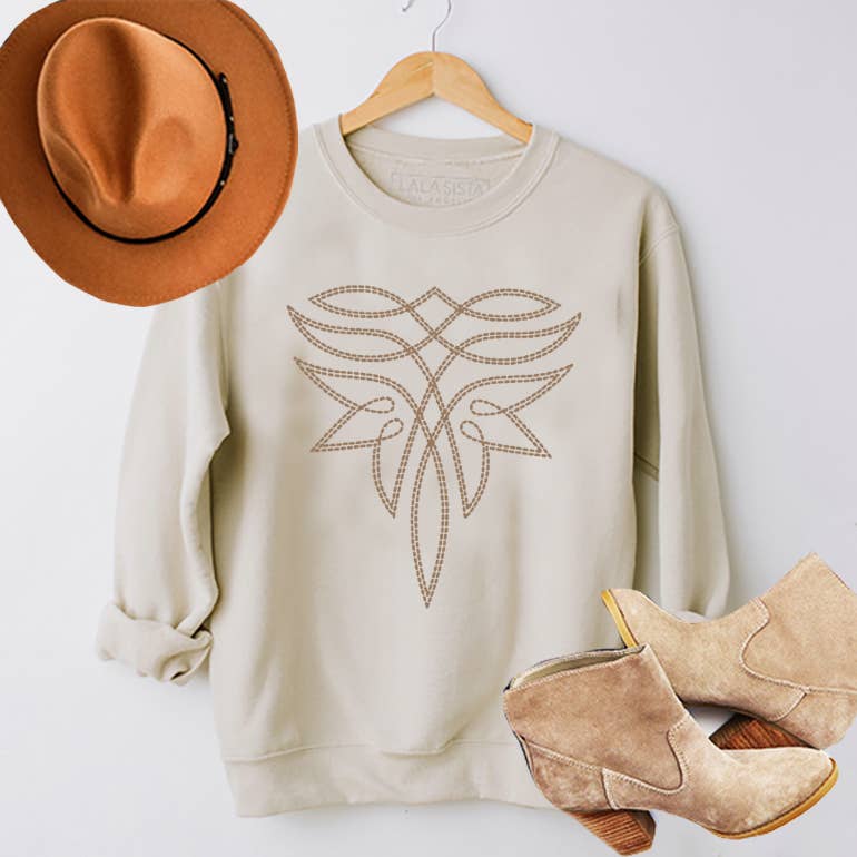 Western Stitch Graphic Sweatshirt L beige