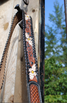 detail tooled leather strap cowhide purse