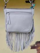 Montana West Leather Flower Tooled Fringe Crossbody back view