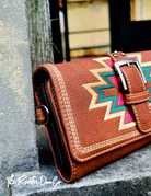 side view Southwestern Aztec Embroidered Wallet