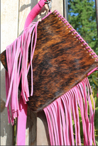 Trinity Ranch Hair On Hide Fringed pink bag