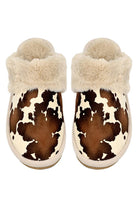 C.C Cow Faux Fur Cuff Winter Slippers brown