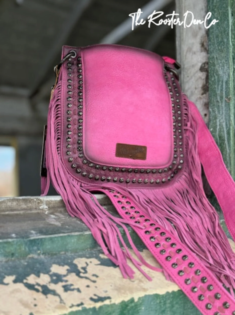 Pink fringe bag sale